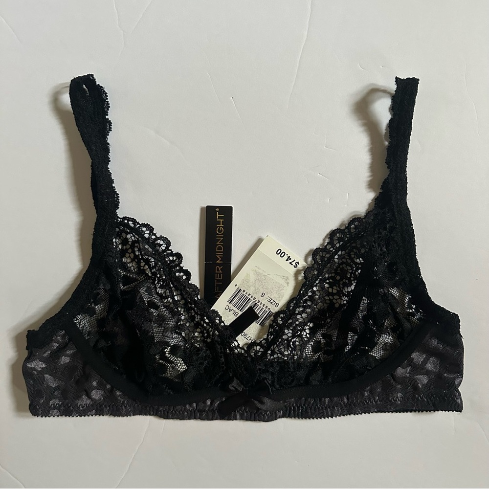 Hanky Panky NEW Black Lace Triangle Bra size small after midnight